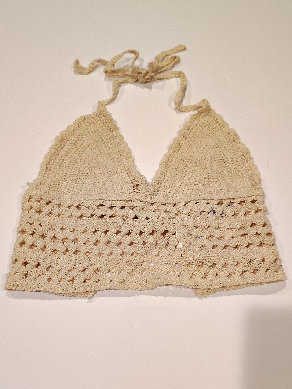 Fashion Nova Cream Crochet Top with Signature Label WM